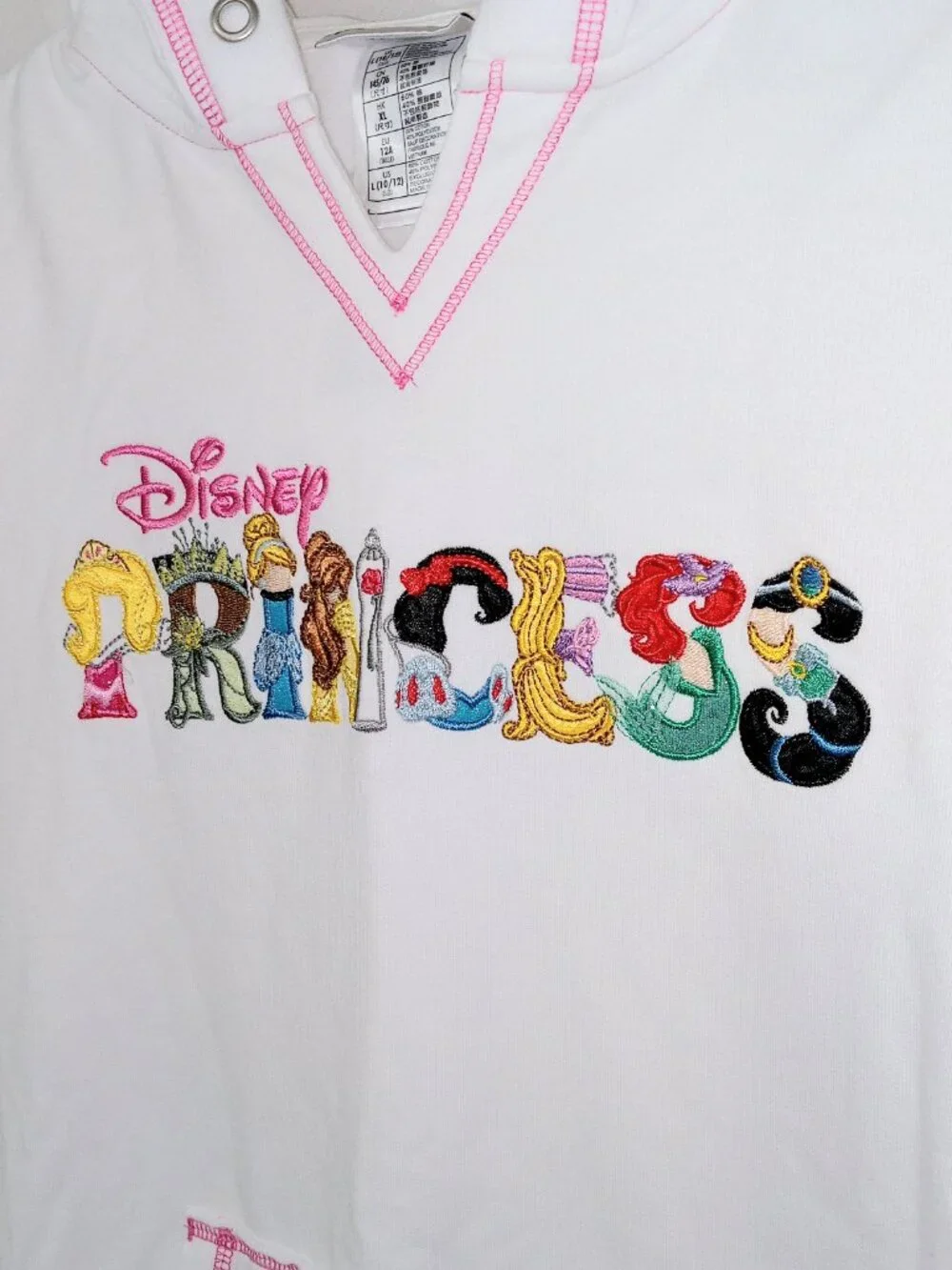 Disney Parks Princess Hoodie Girls Large 10/12 NWT White Pink Walt Disney World